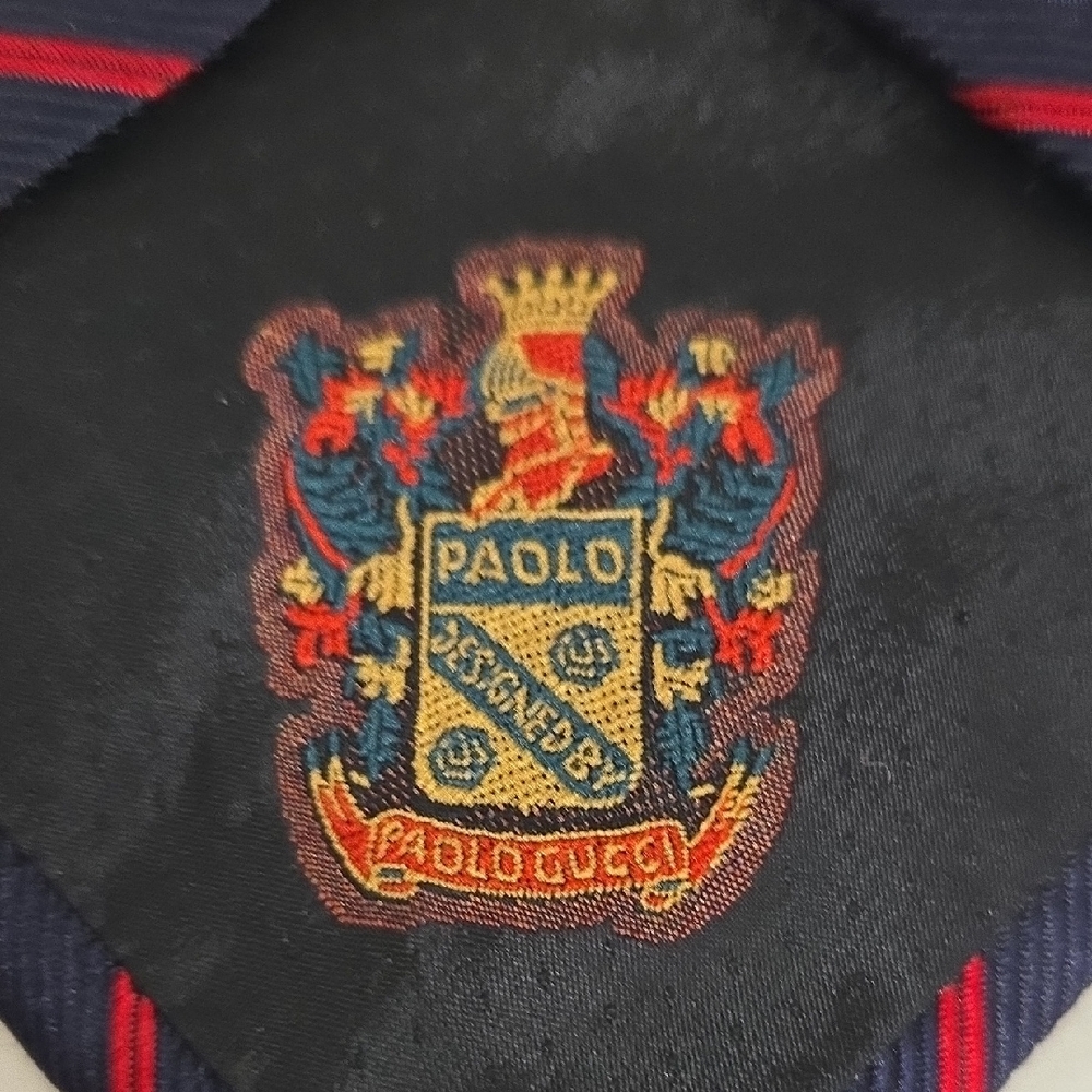 Gucci Navy Blue and Red Striped Tie - Picture 7 of 9
